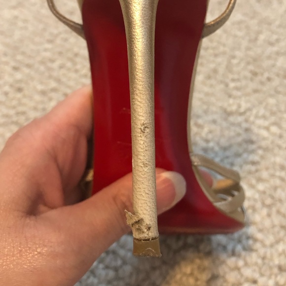 Christian Louboutin Gold Strappy Sandals - Picture 6 of 9